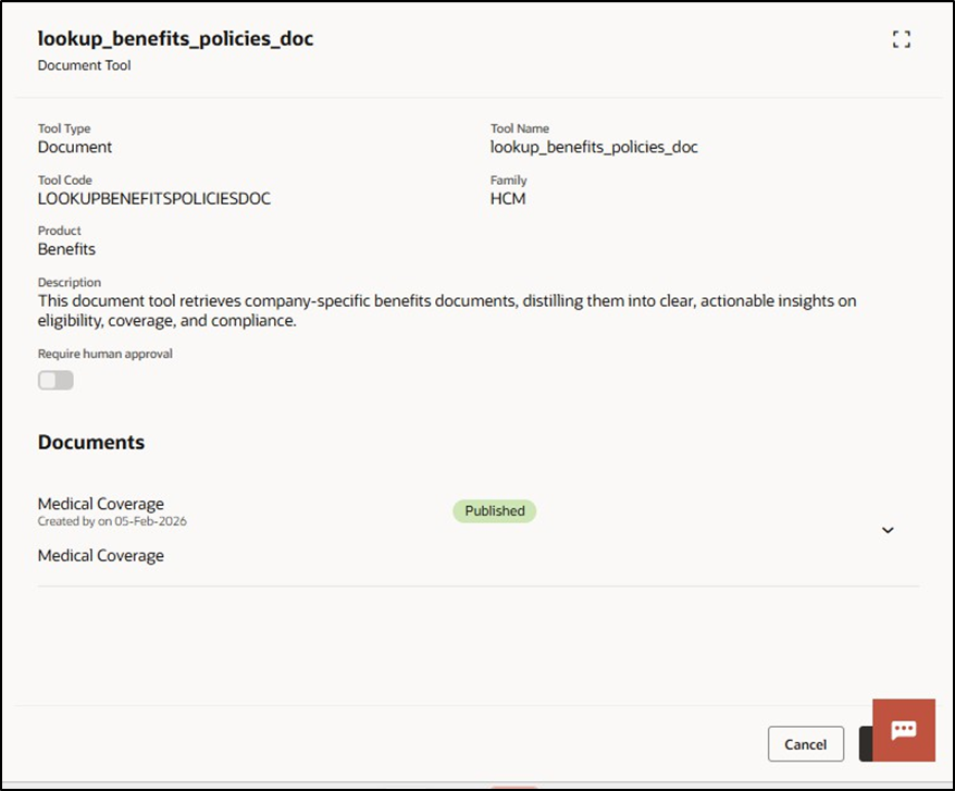 AI Powered Policy Advisor - Click on create to add the tool to AI Agent