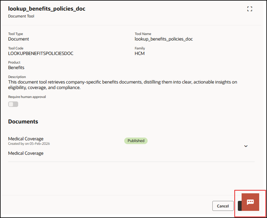 AI Powered Policy Advisor - Click on create to add the tool to AI Agent