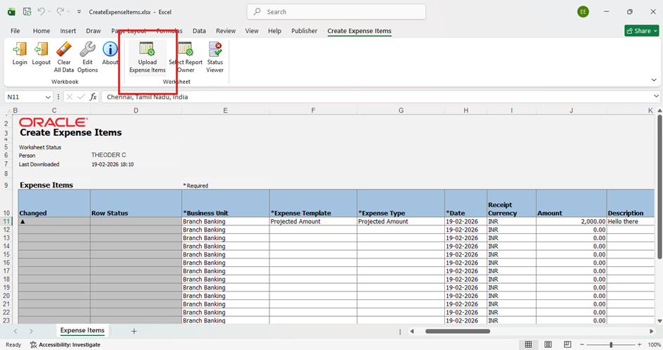 Creating Expenses with Excel Made Easy - Prepare to Upload