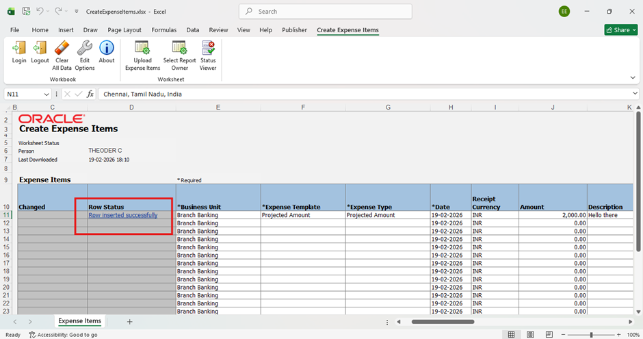 Creating Expenses with Excel Made Easy - Confirm Success