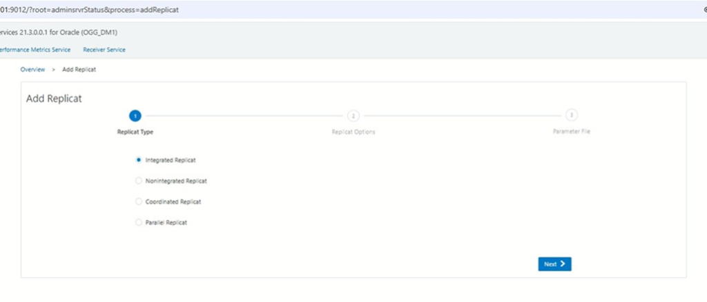 Set Up Bidirectional Replication for Oracle GoldenGate Microservices Architecture - ADDING REPLICAT PROD_REP FOR MACHINE 1: