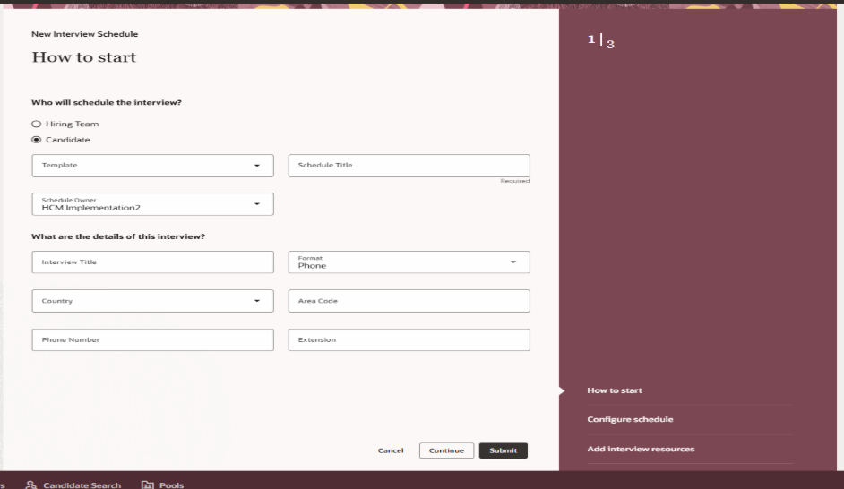 Redwood Experience: Create Interview Schedule - How to Start a Section When Creating an Interview Schedule