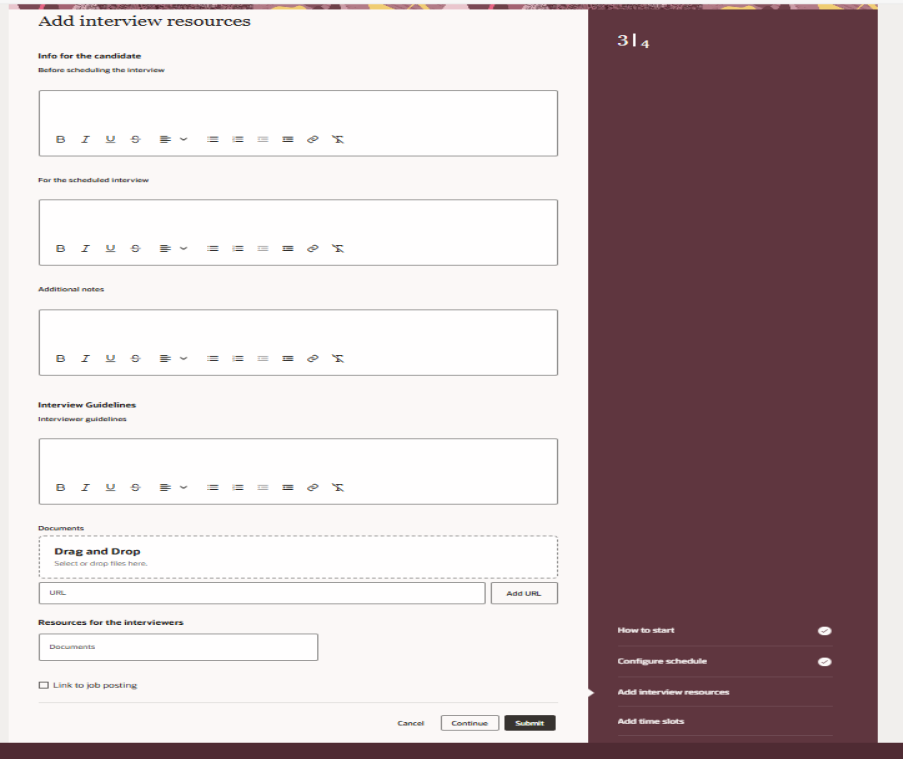 Redwood Experience: Create Interview Schedule - Add Interview Resources Section When Creating an Interview Schedule