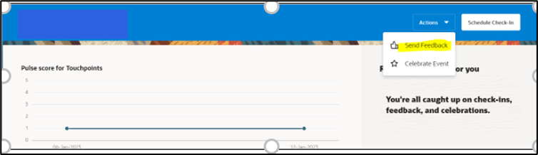 Oracle Touchpoints Overview: Strengthening Manager-Employee Engagement in Oracle HCM - The manager can send feedback, an invite card, and schedule a meeting with the employee