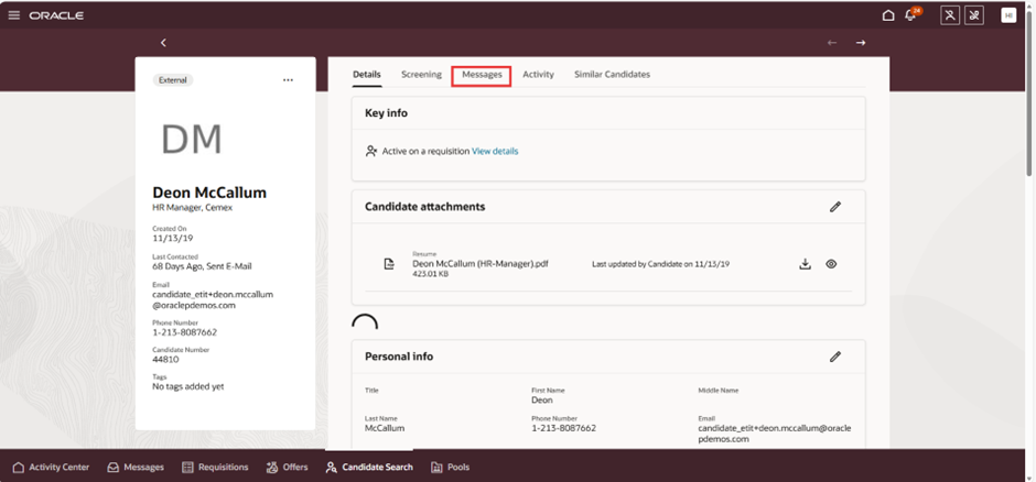WhatsApp as a Communication Channel in ORC - Access WhatsApp Communication History Directly from Candidate Profiles