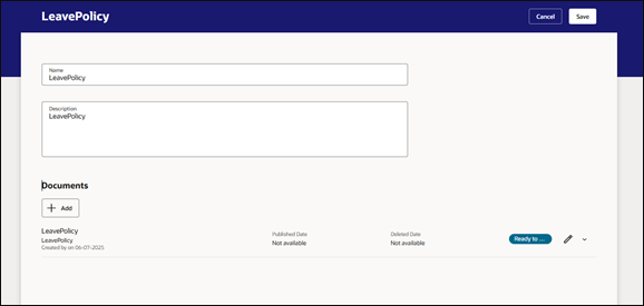 Agent In Oracle Fusion HCM -Upload Knowledge Sources with Tools