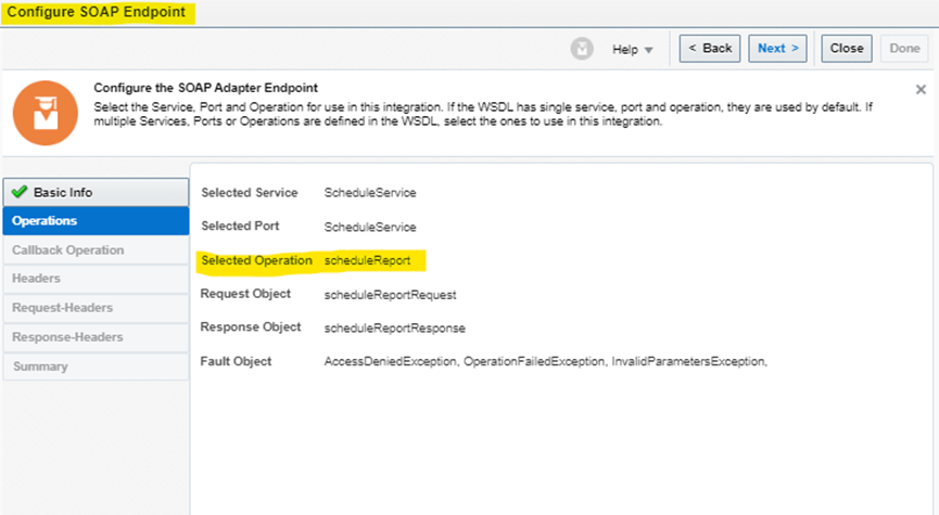 Schedule BIP Report And Place Data Onto Content Server from OIC - Selected Operation