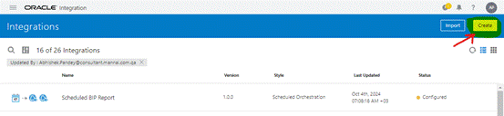 Schedule BIP Report And Place Data Onto Content Server from OIC - Create Integration