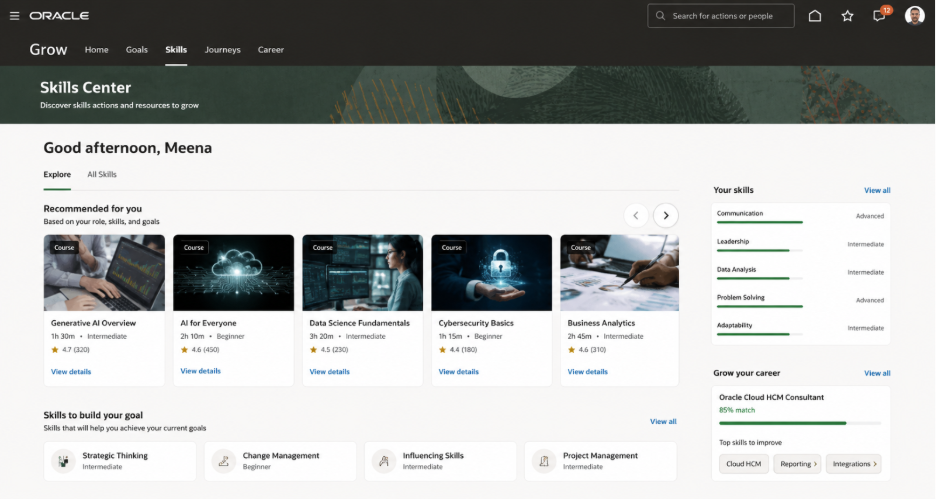 Generative AI in Oracle Learning Cloud: Transforming Learning Content Creation
- Personalized Learning Recommendations through Oracle Grow