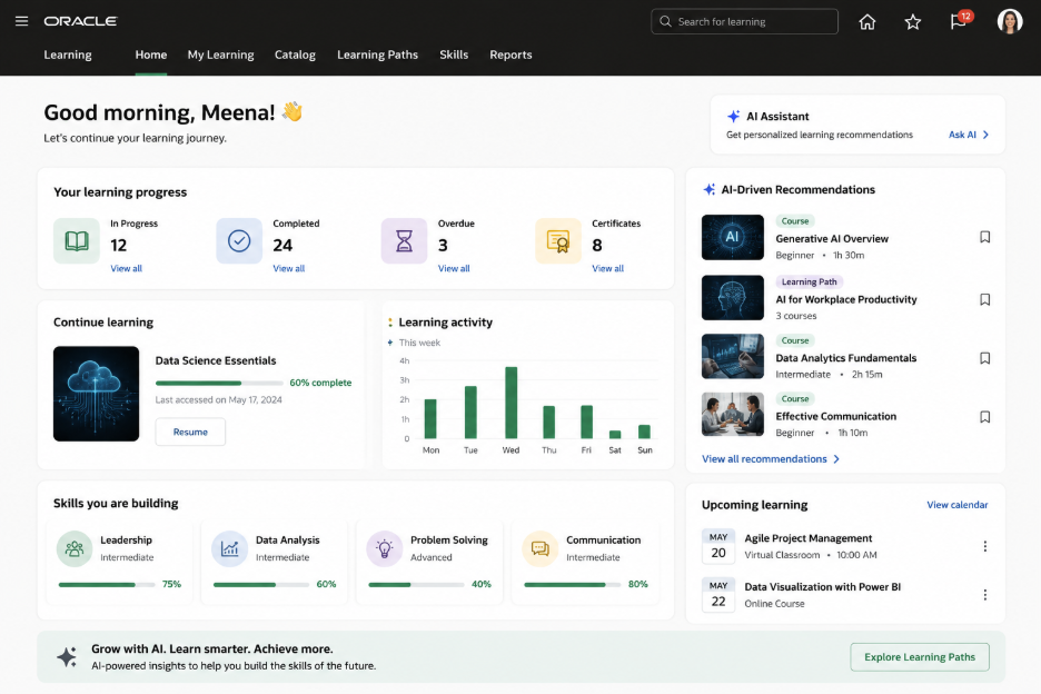 Generative AI in Oracle Learning Cloud: Transforming Learning Content Creation - Enhanced Learning Experience with AI-Driven Recommendations