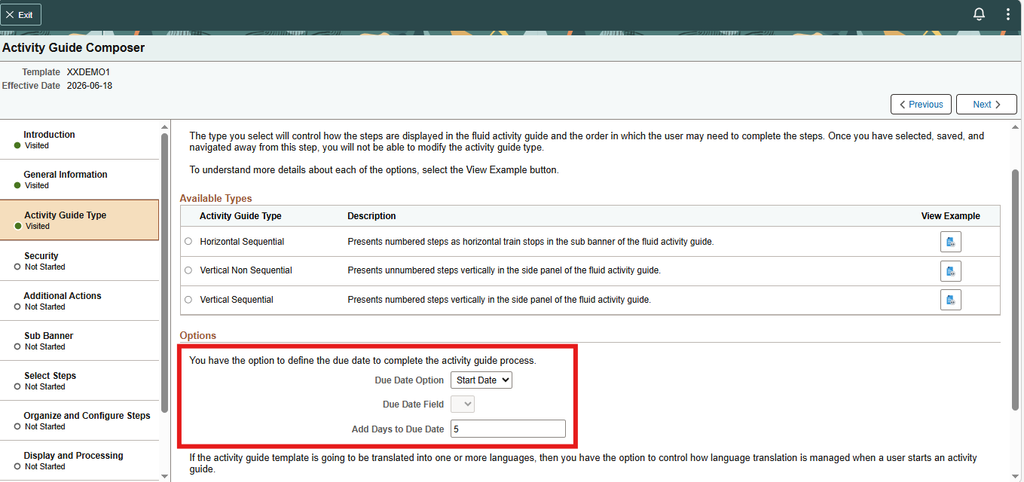 Activity Guide Composer Enhancements Delivered in PeopleSoft HCM PUM 55