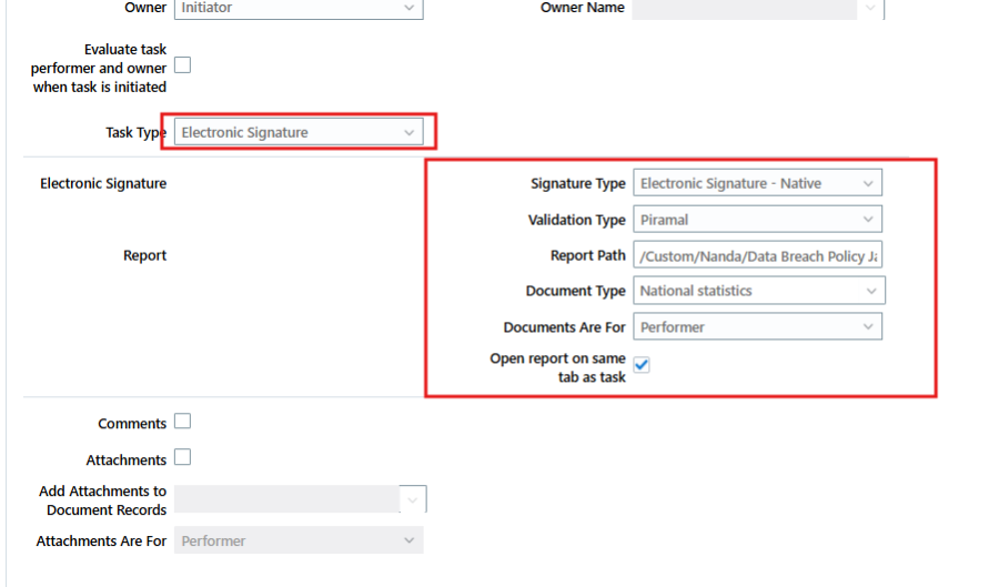 How to Configure E-Signature on a Checklist Task in Oracle Fusion HCM - Figure 6 — Electronic Signature Configuration and Report Path