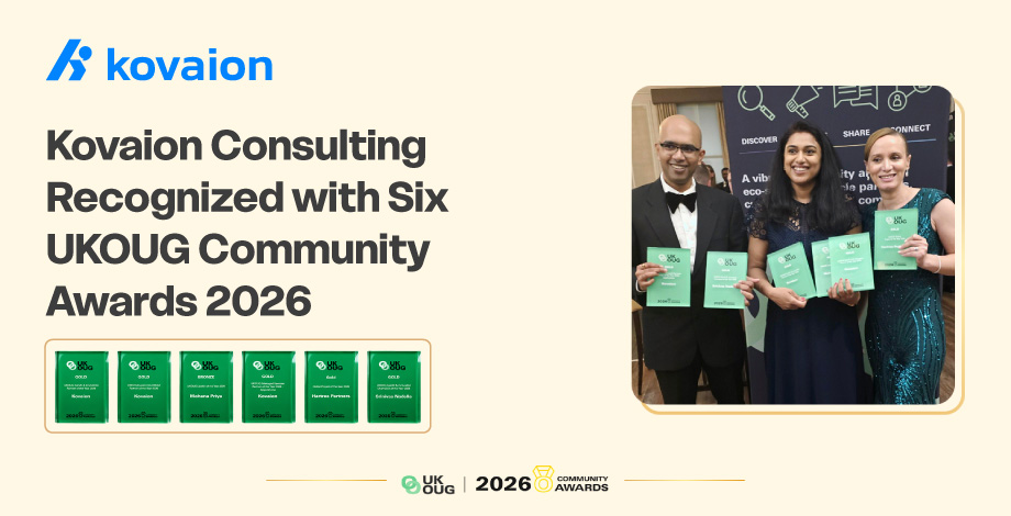 Kovaion Consulting Recognized with Six UKOUG Community Awards 2026