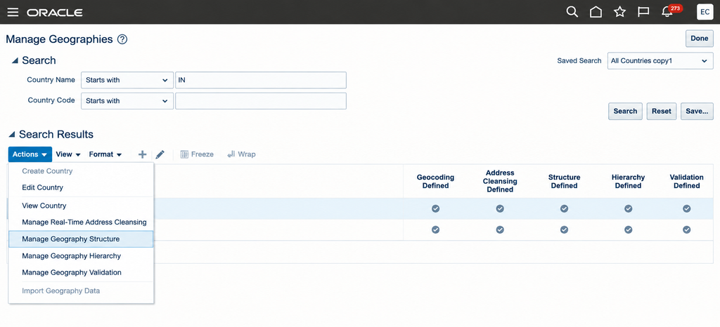 Oracle Fusion HCM Geography - Selecting Geography Type