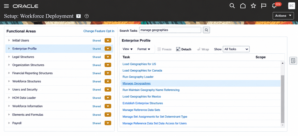 Oracle Fusion HCM Geography - Workforce Deployment