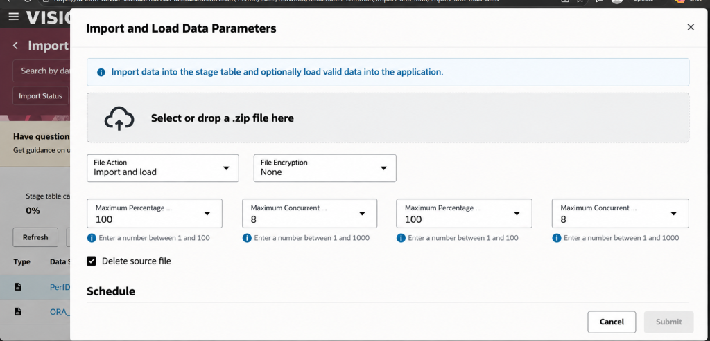 Oracle Fusion HCM Loading Location - Configure Load Parameters