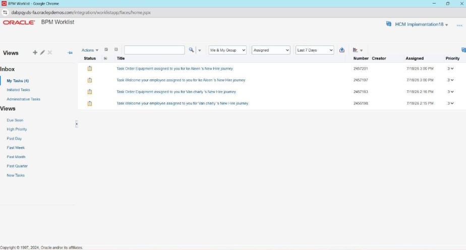 Oracle Fusion HCM Vacation Period Delegation in BPM Worklist - 2