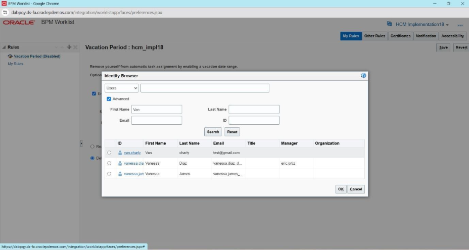 Oracle Fusion HCM Vacation Period Delegation in BPM Worklist - 3
