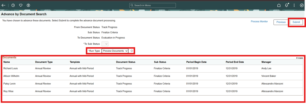 PeopleSoft HCM Image 54: Performance Document Advance