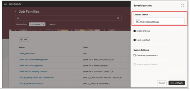 Save Your Searches on Redwood Workforce Structures Search Pages - Oracle HCM Cloud - 3