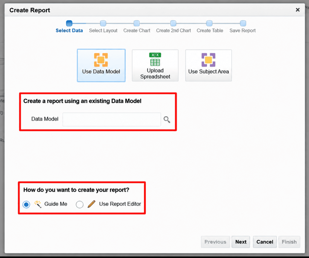 Creating a BI Publisher Report Layout for Job Reports in Oracle Fusion HCM - Fig 9 Create Report Wizard Interface