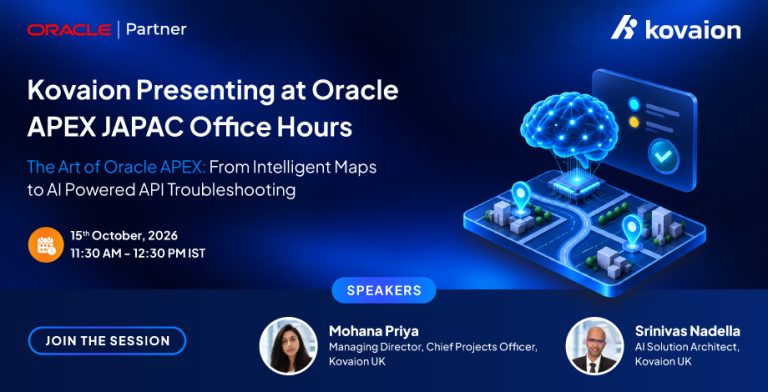 Kovaion Presenting at Oracle APEX JAPAC Office Hours